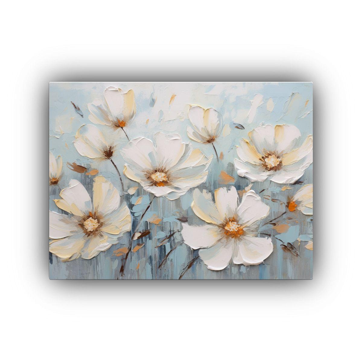 Pintura En Lienzo De Flores En Tonos Suaves, 120x80cm-0