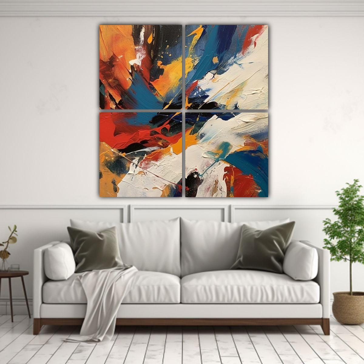 Cuadro Contemporáneo De Composición Vibrante De 160x160 Cm-2