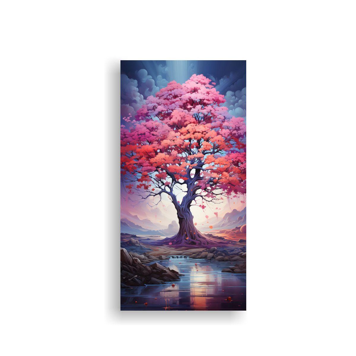 Pintura Abstracta Acuarela árbol Bosque Colores 50x100cm-0