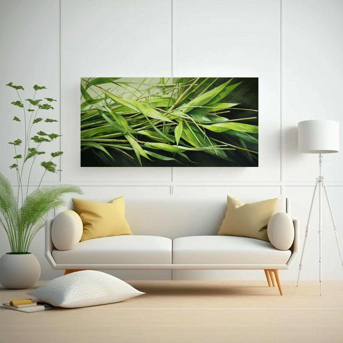 Pintura Abstracta Detallada De Hierbas Lemongrass 40x20cm-2