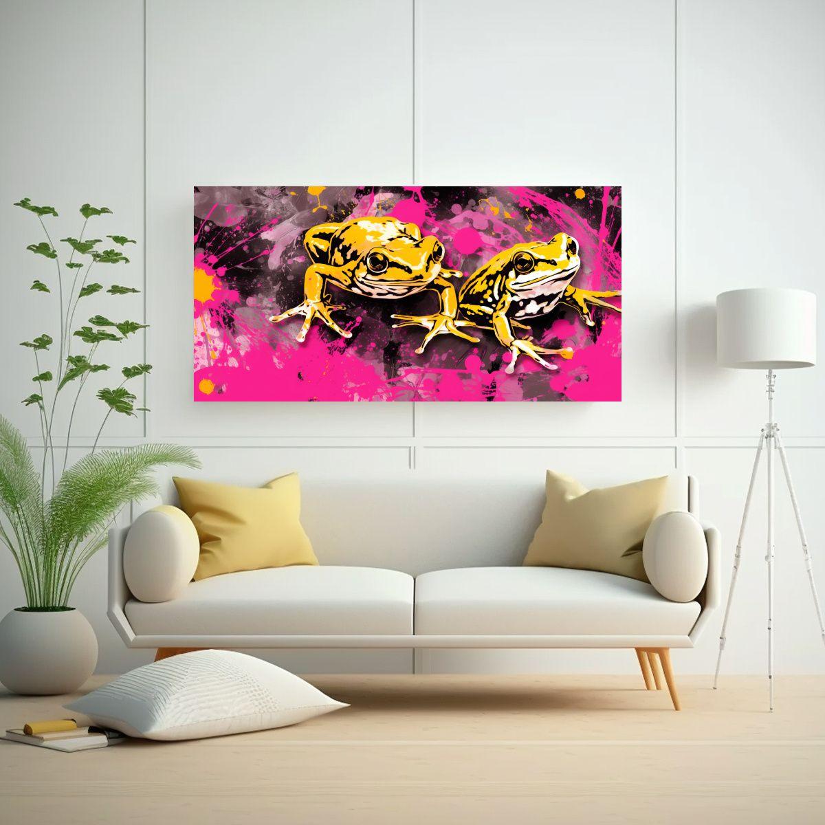 Pintura Lienzo Espectacular De Ranas Y Sapos En Co 160x80cm-2