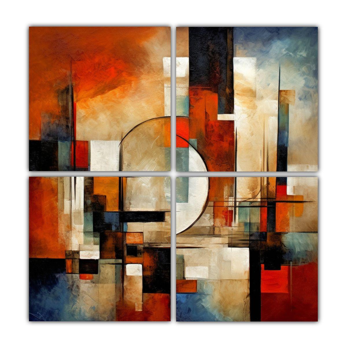Cuadros Abstractos De Tela: Decoración Clásica 100x100 Cm-0