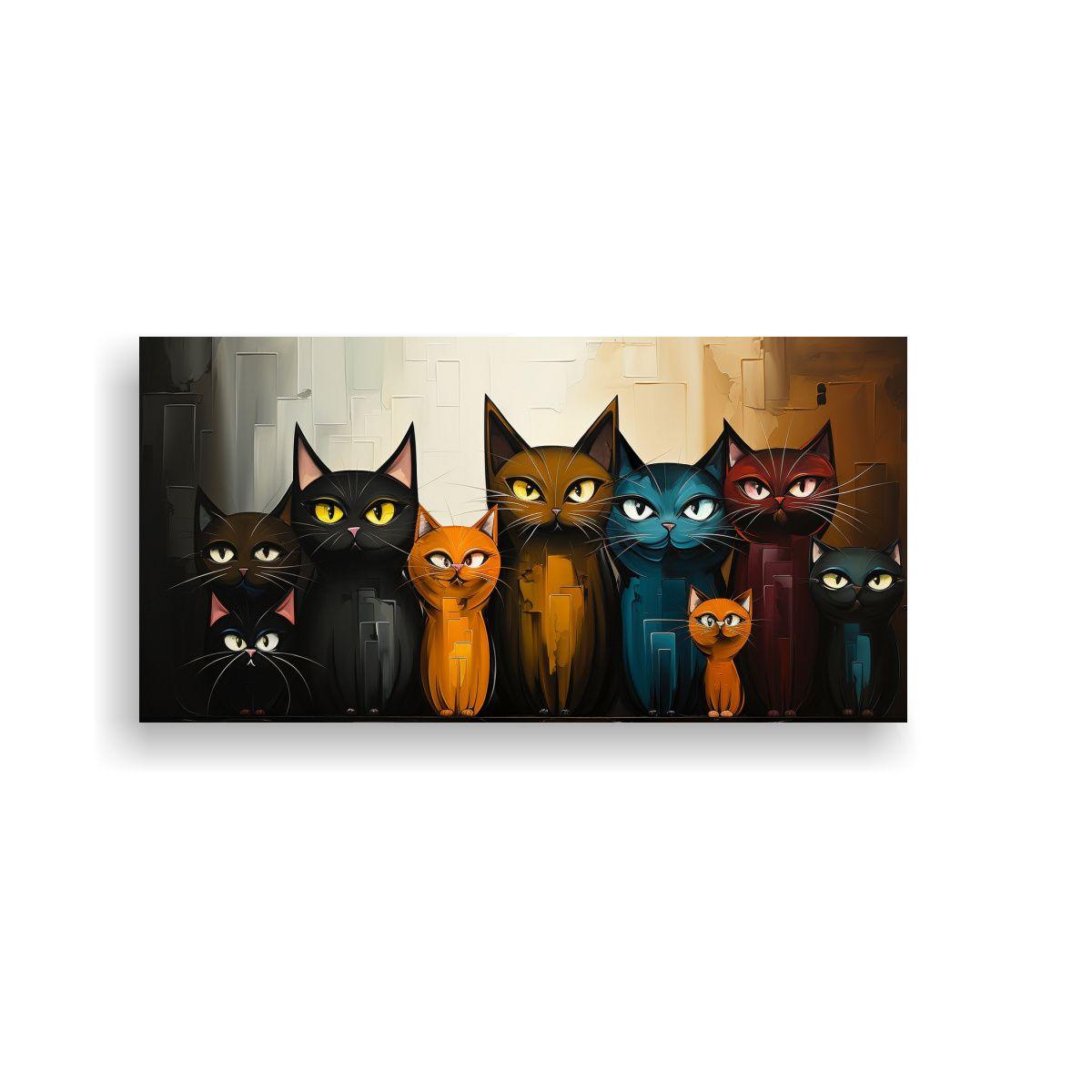 Pintura Decorativa Gatos Enigmáticos Colores 40x20cm-0