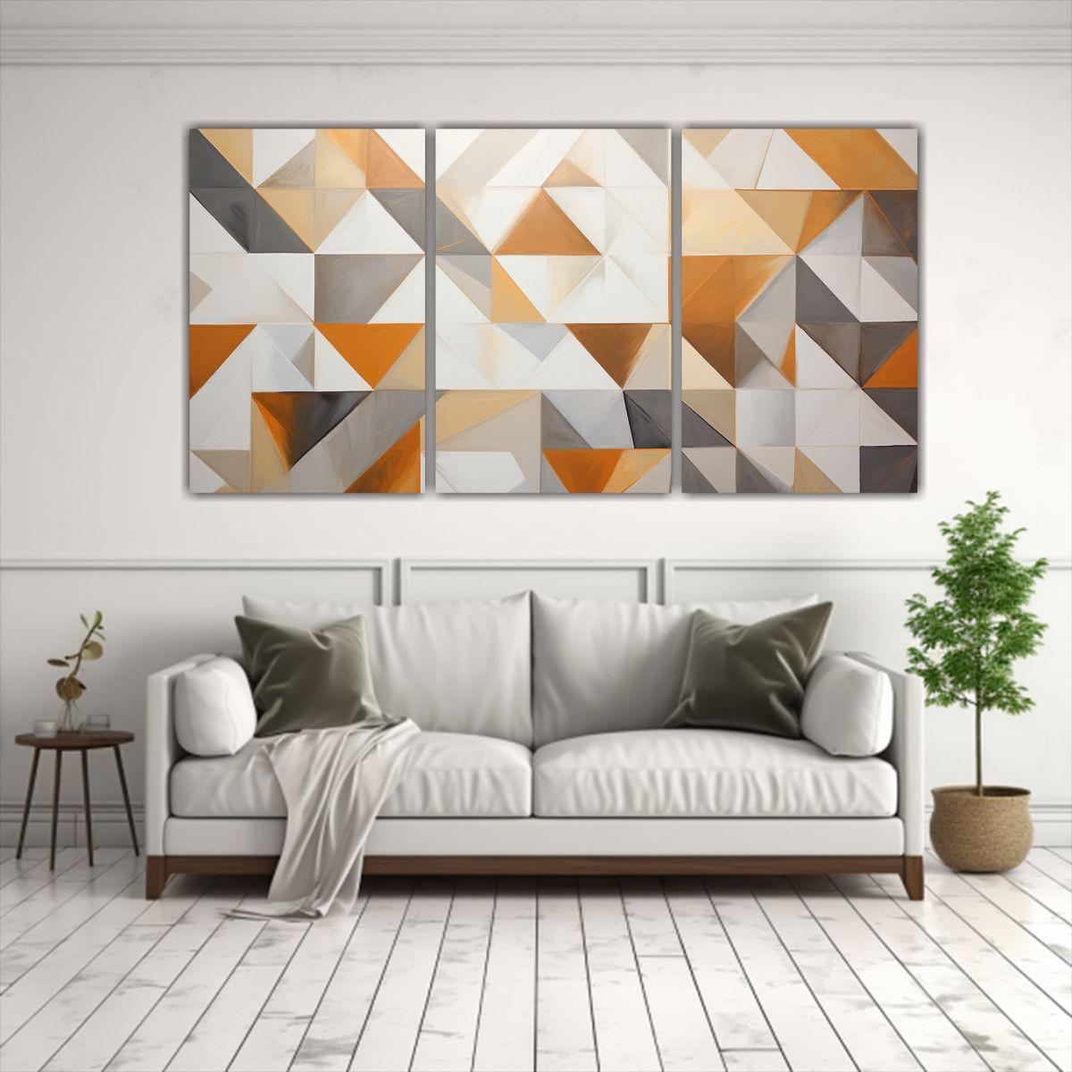 Pintura Al óleo De Triángulo Dorado Vintage En 90x45 Cm-2