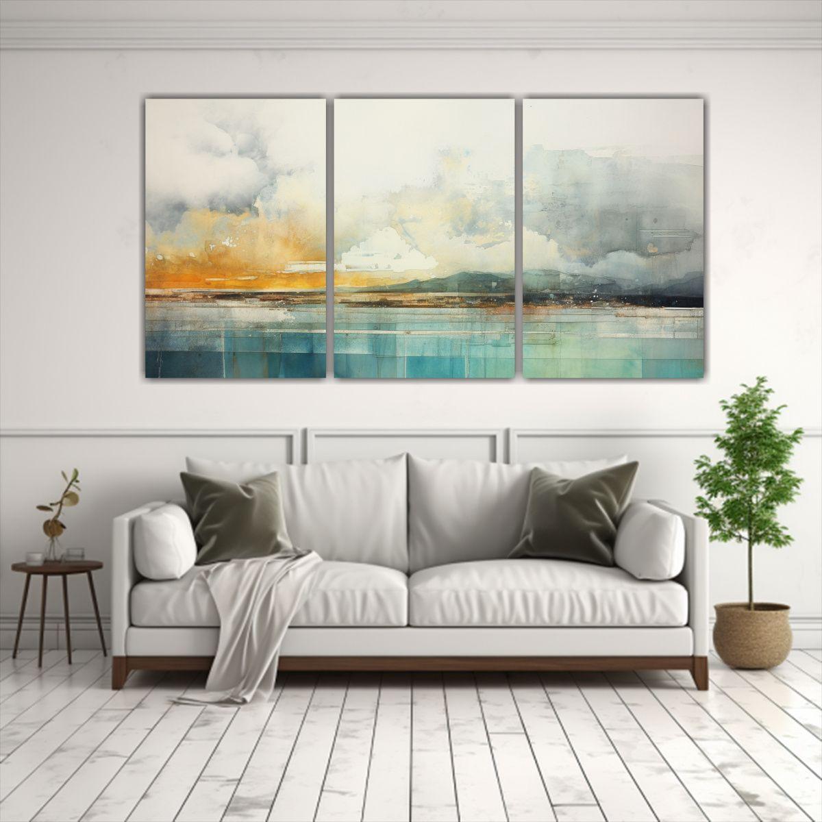 Conjunto De Cuadros De Tela Cálidos Con Colores 60x30 Cm-2
