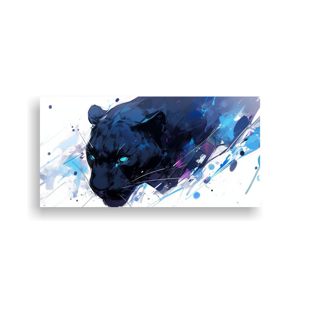 Arte De Pared: Panther En Colores Negro Y Azul Est 160x80cm-0