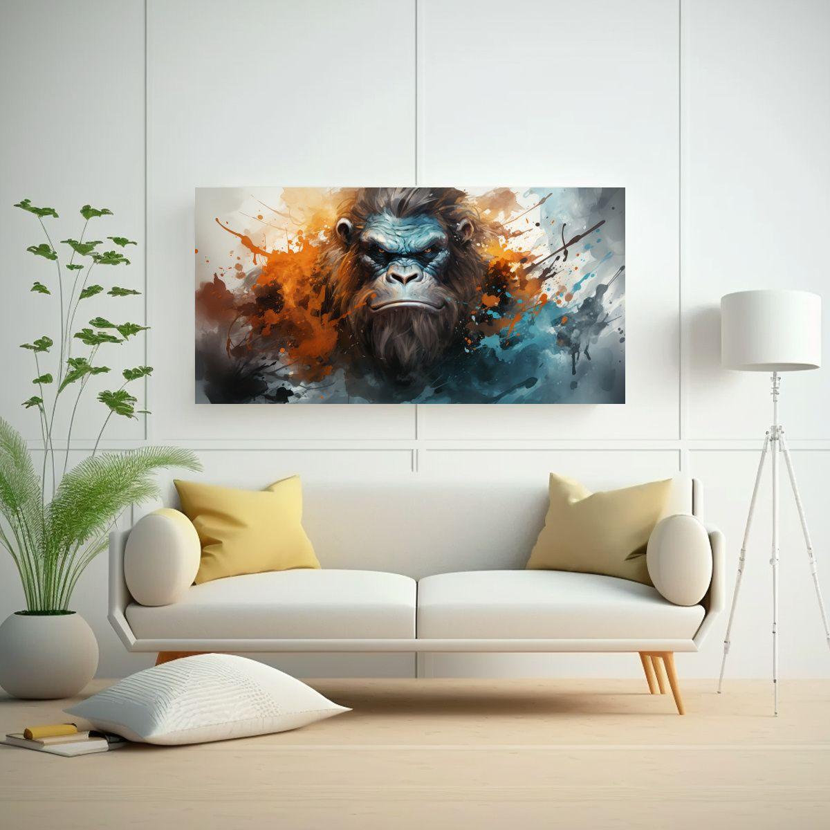 Cuadro Canvas Figuras Yeti En Acuarelas Y Colores  100x50cm-2