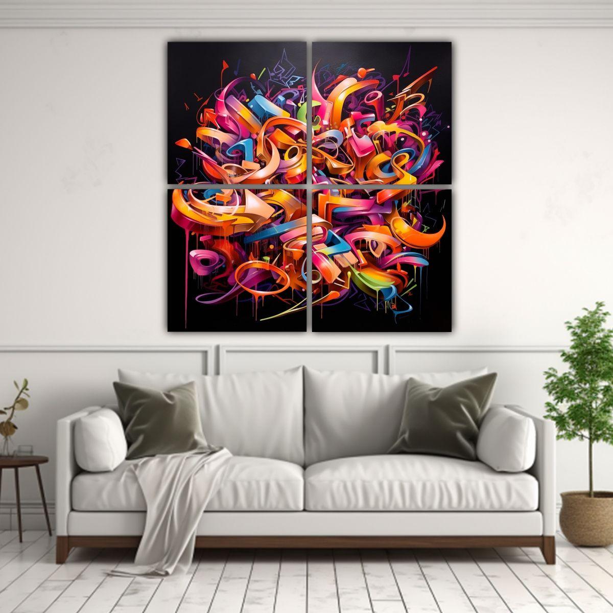 Cuatro Lienzos Temáticos Duraderos De 120x120 Cm-2