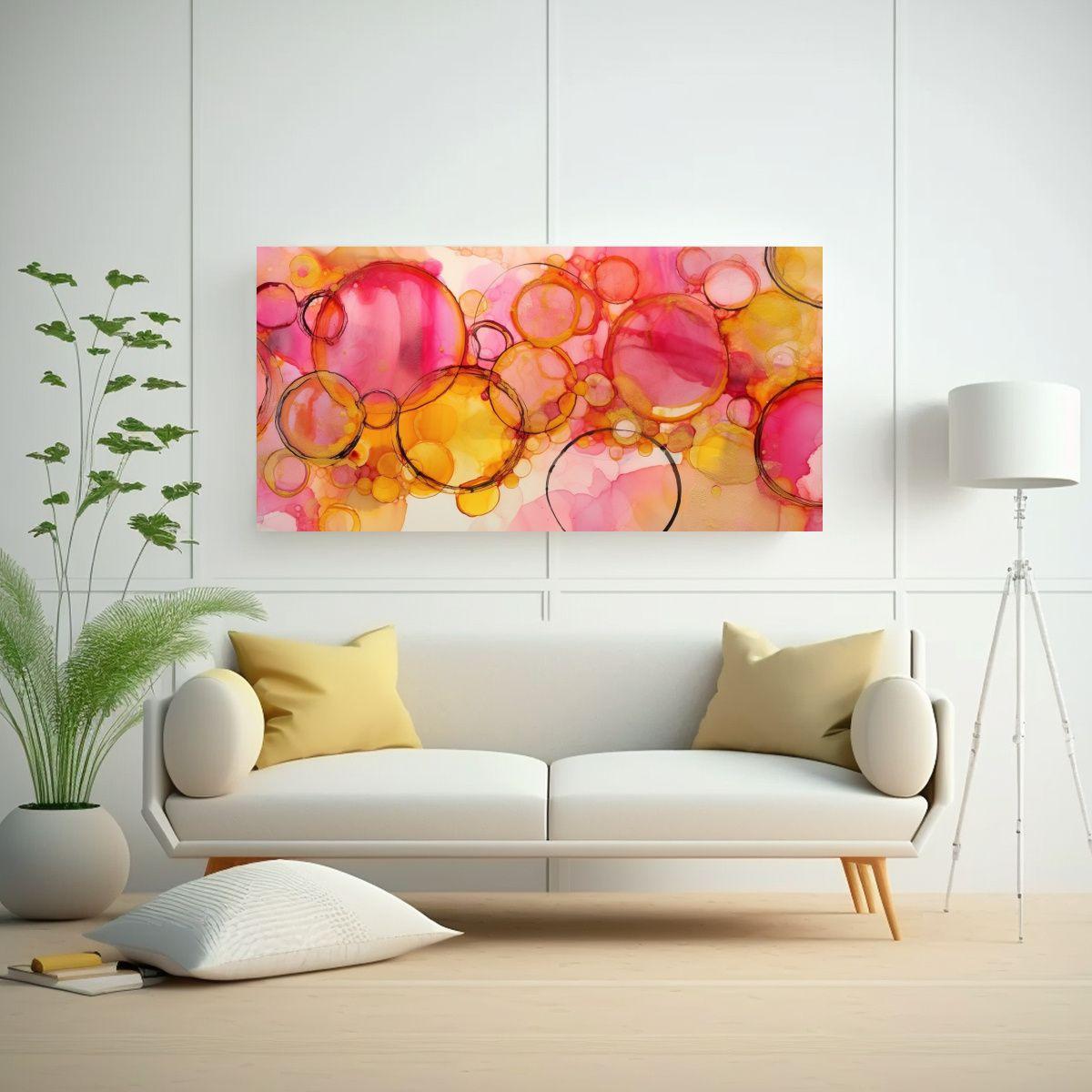 Cuadros De Pared En Lienzo Clásico Con Círculos 60x30cm-2