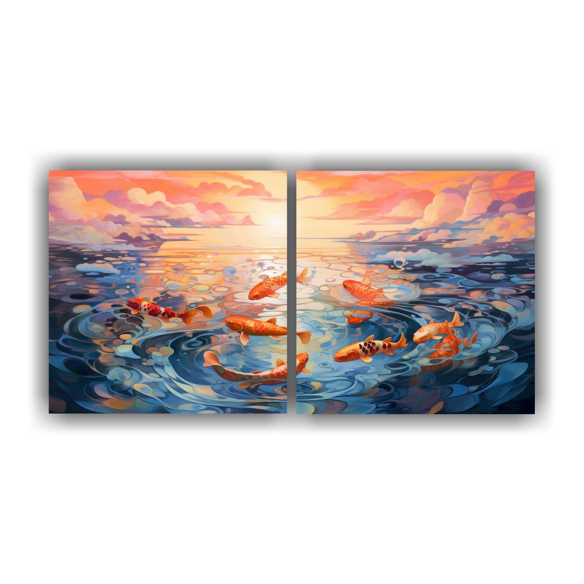 Pinturas Decorativas De Tela Acuarela Ripples 60x30 Cm-0