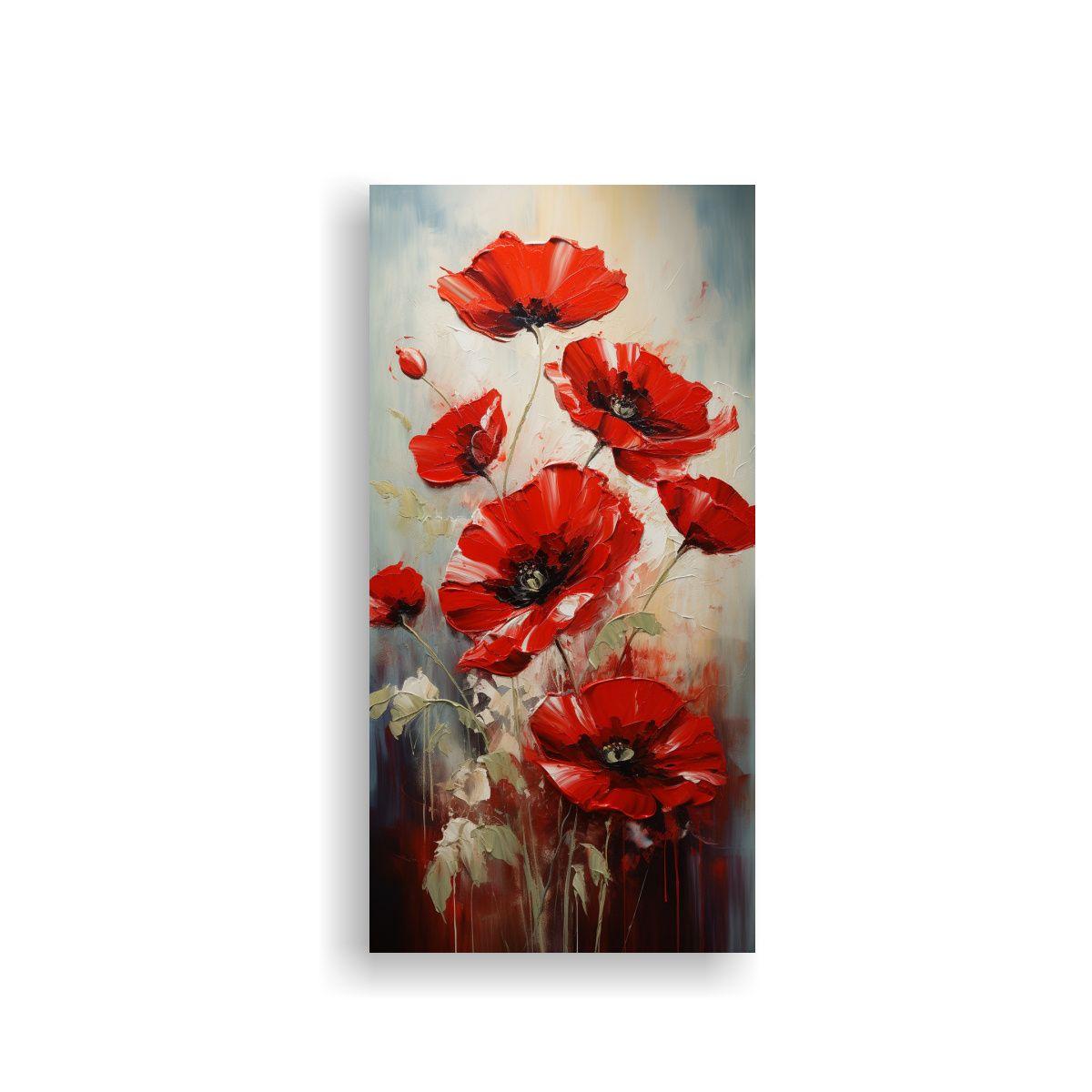 Tela En Bastidor Dibujo Estilo A Red De Amapolas 70x140cm-0