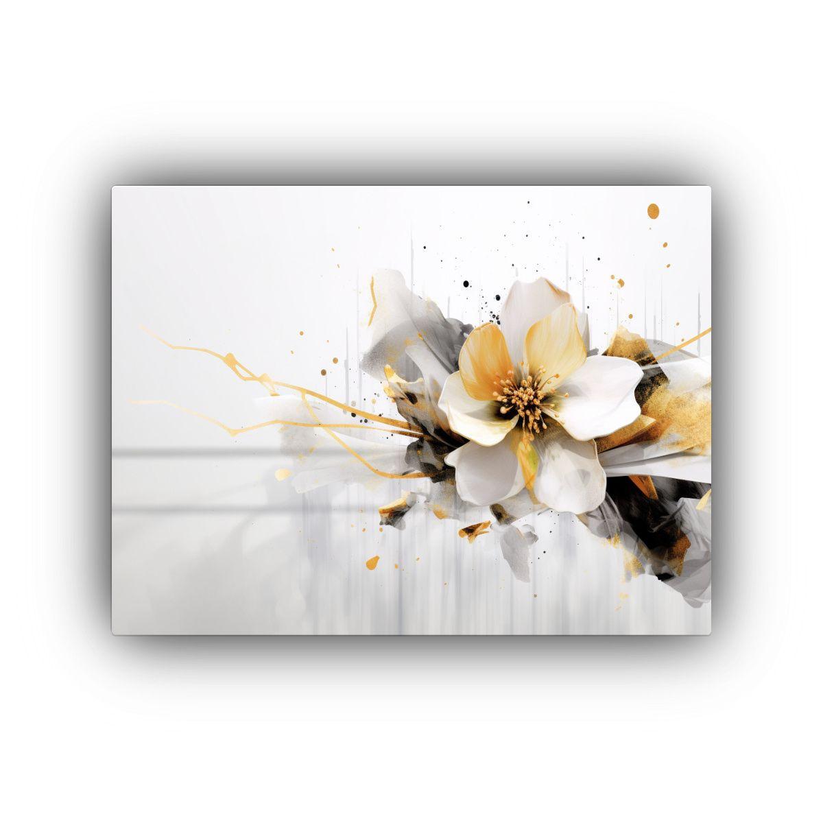Cuadro Moderno Composición Equilibrada Blanco Y Dorado Arte 120x80cm-0