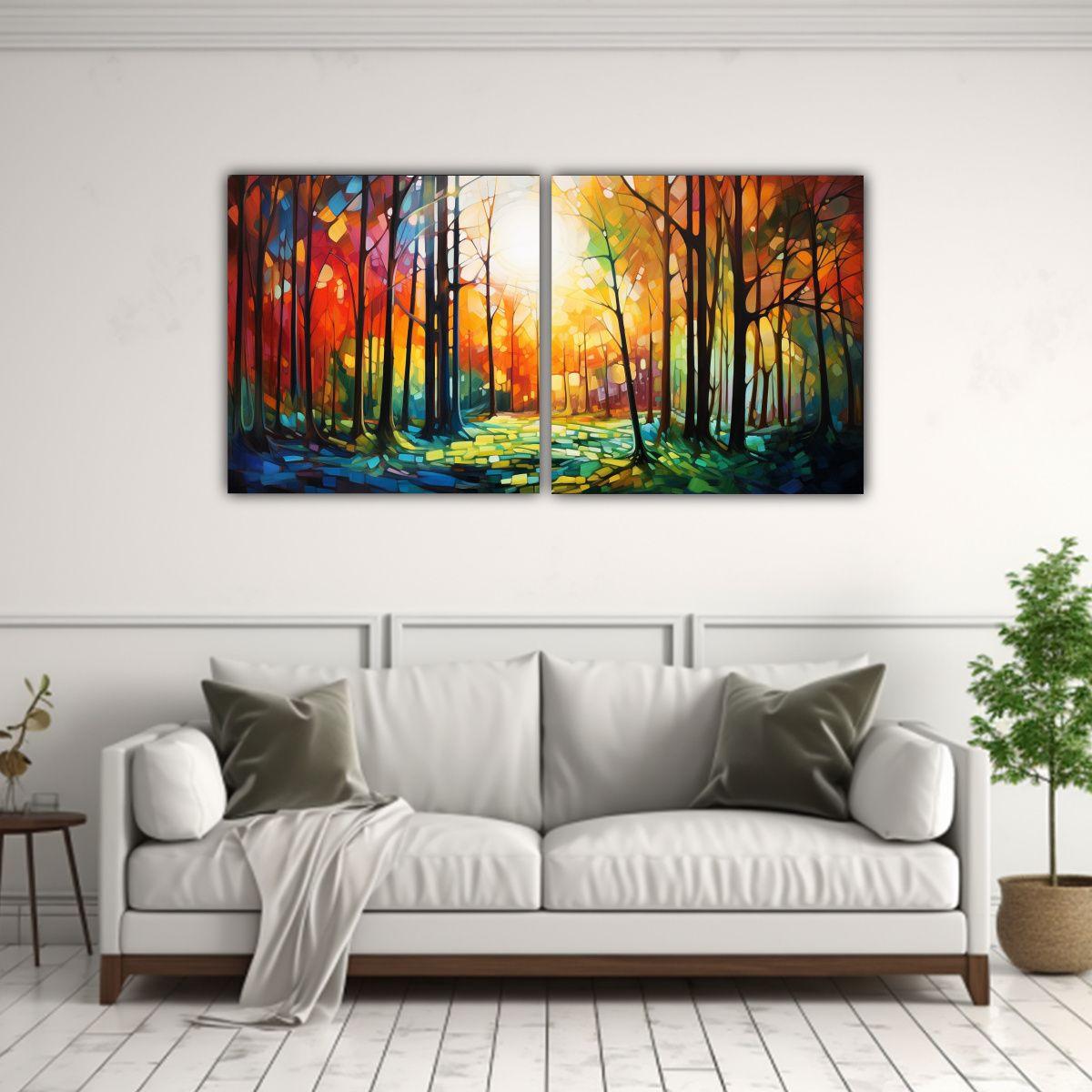Pinturas Decorativas Abstractas De Bosque 40x20 Cm-2