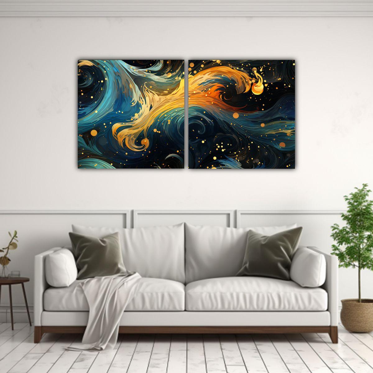 Pinturas Decorativas De Textura Fluida Con Formas 80x40 Cm-2