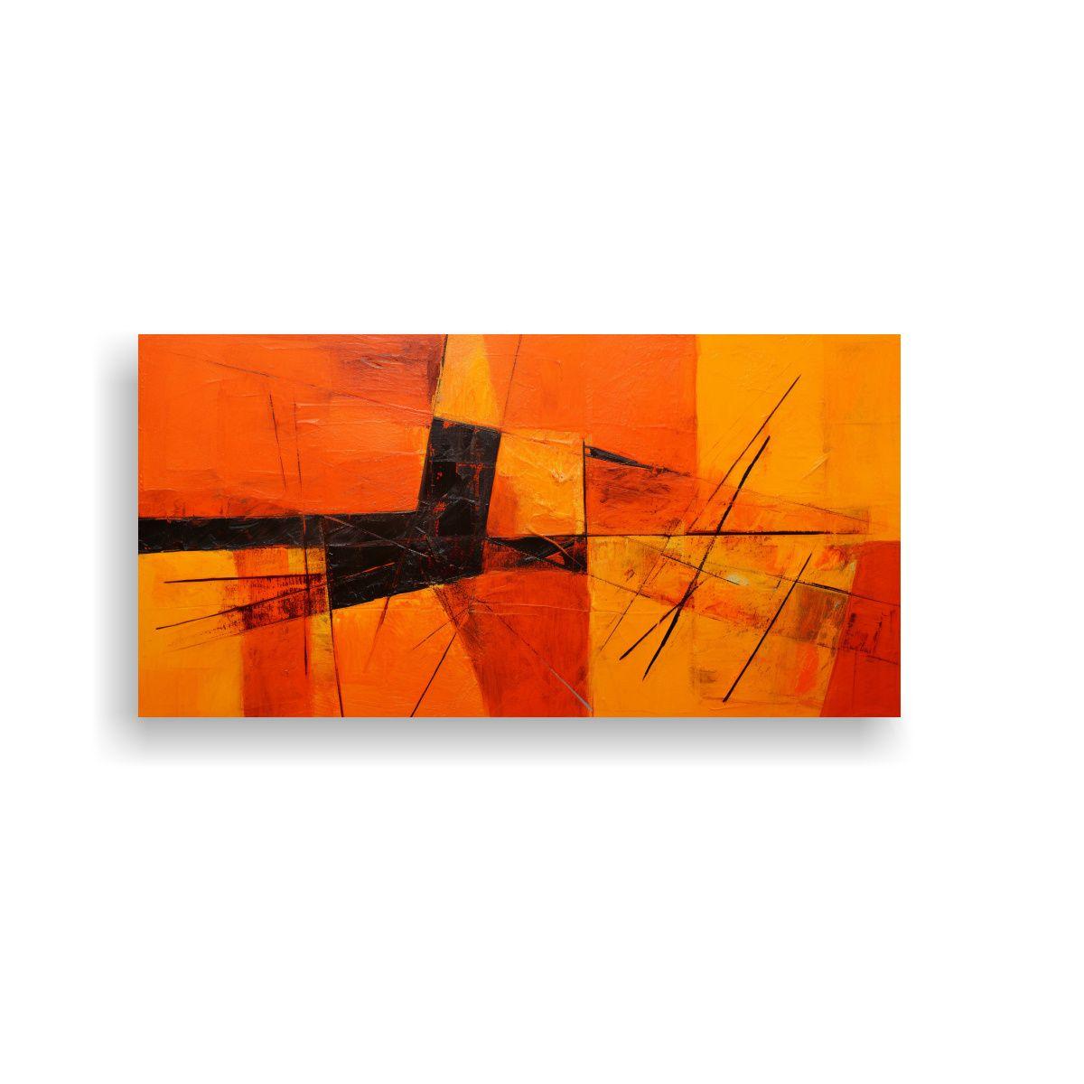 Cuadro Abstracto Naranja Para Decoración Del 140x70cm-0