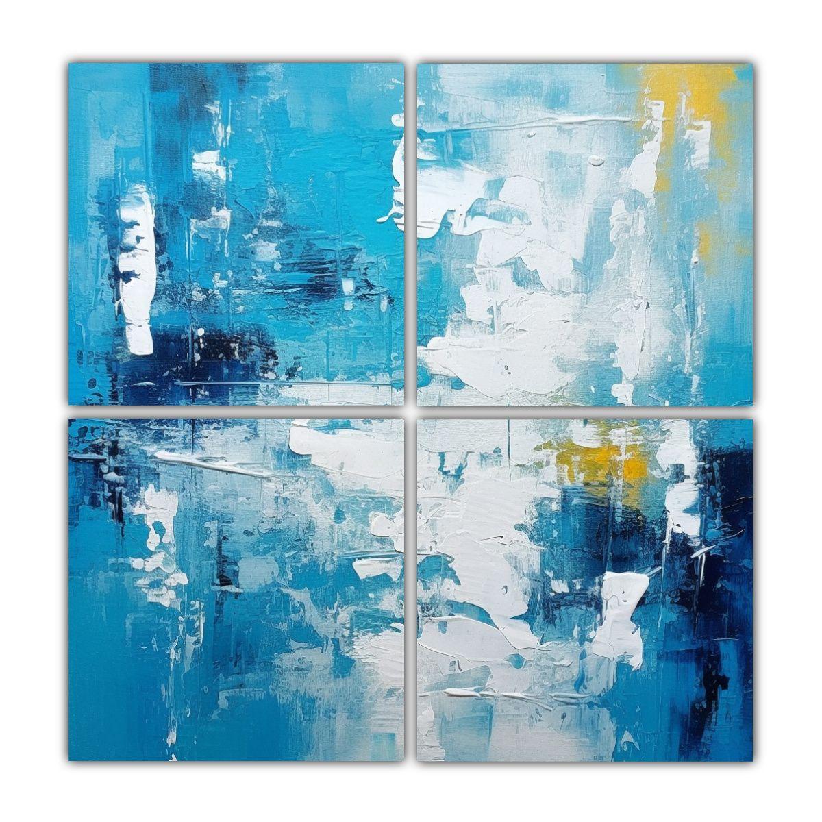 Cuatro Telas En Bastidor Calidos Linda Pintura 100x100 Cm-0