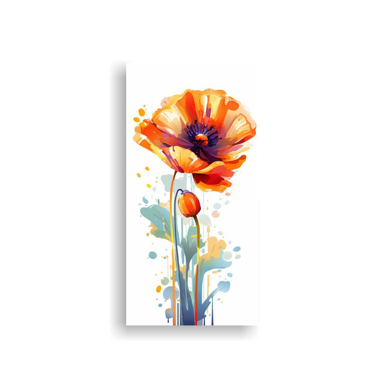Cuadro Lienzo Impresionante De Una Amapola Naranja 30x60cm-0