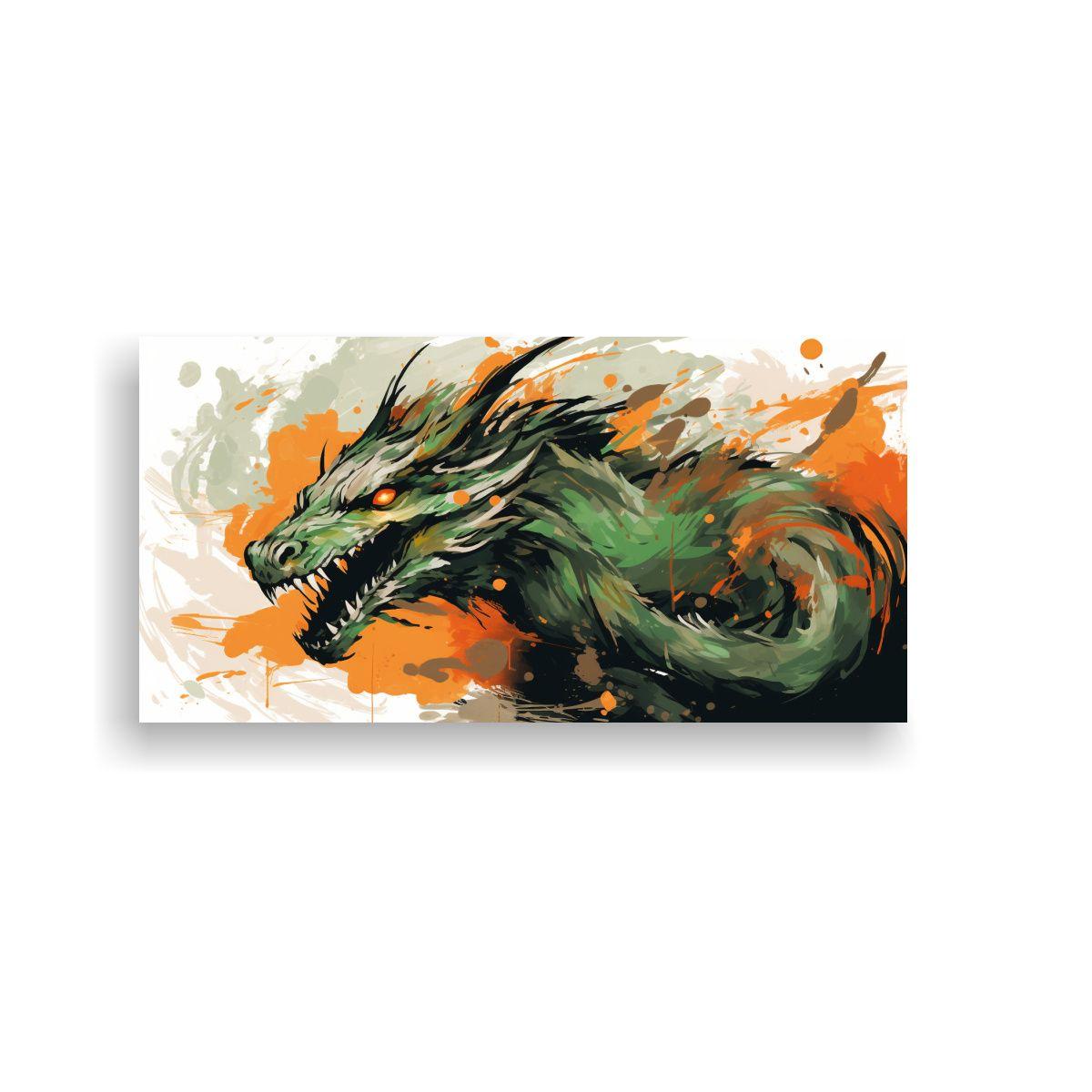 Pintura Decorativa Horizontal De Arte Fino: Dragó 40x20cm-0