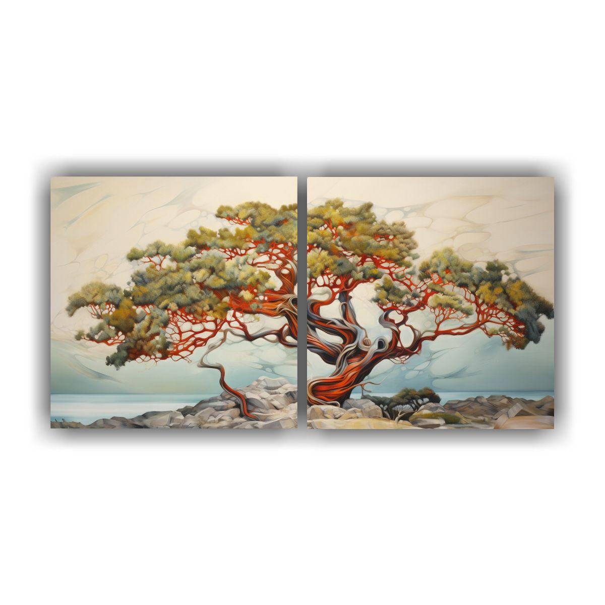Pintura Abstracta De árbol De Madroño 40x20 Cm-0