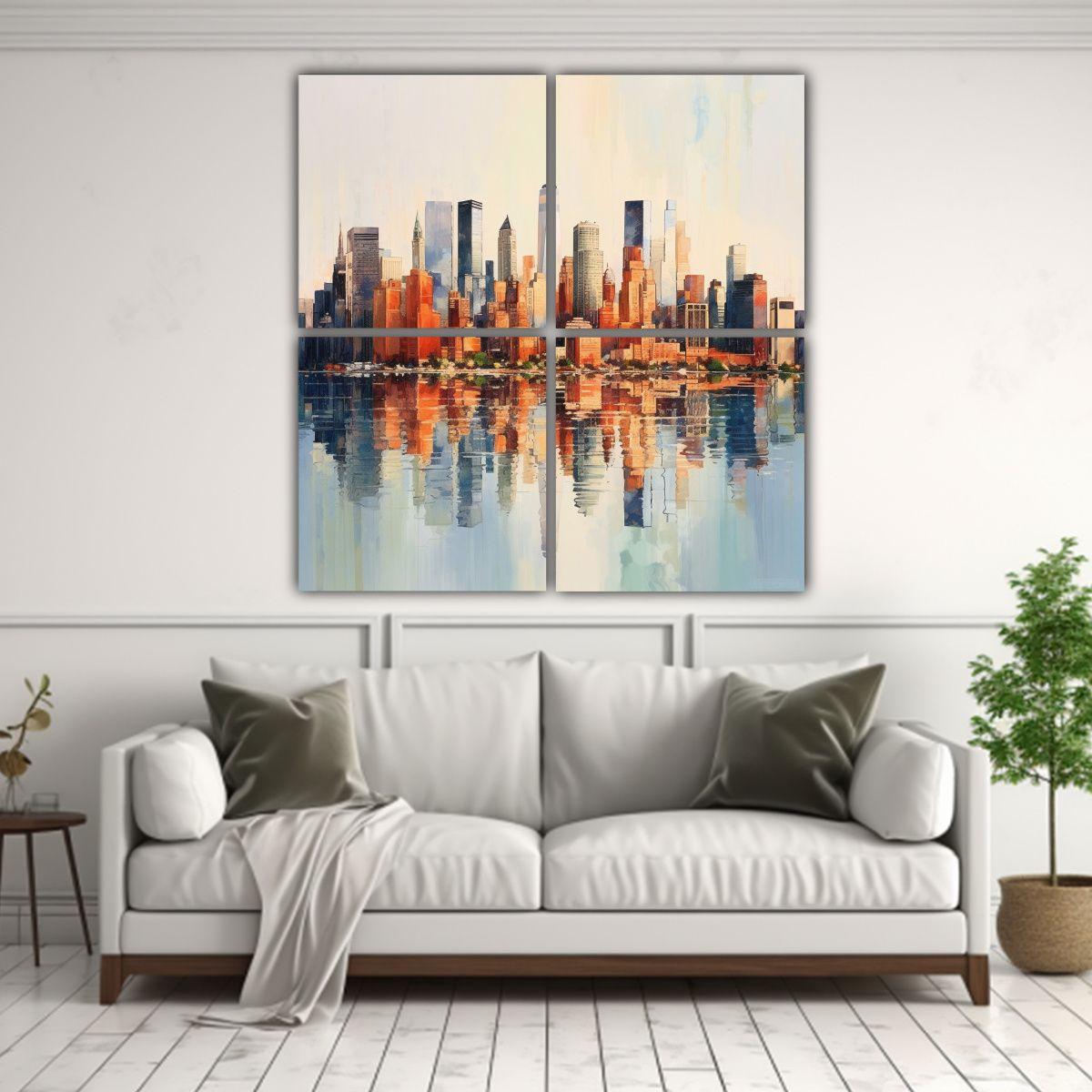 Pinturas Decorativas De Cuatro Cuadros Con Tonos 200x200 Cm-2