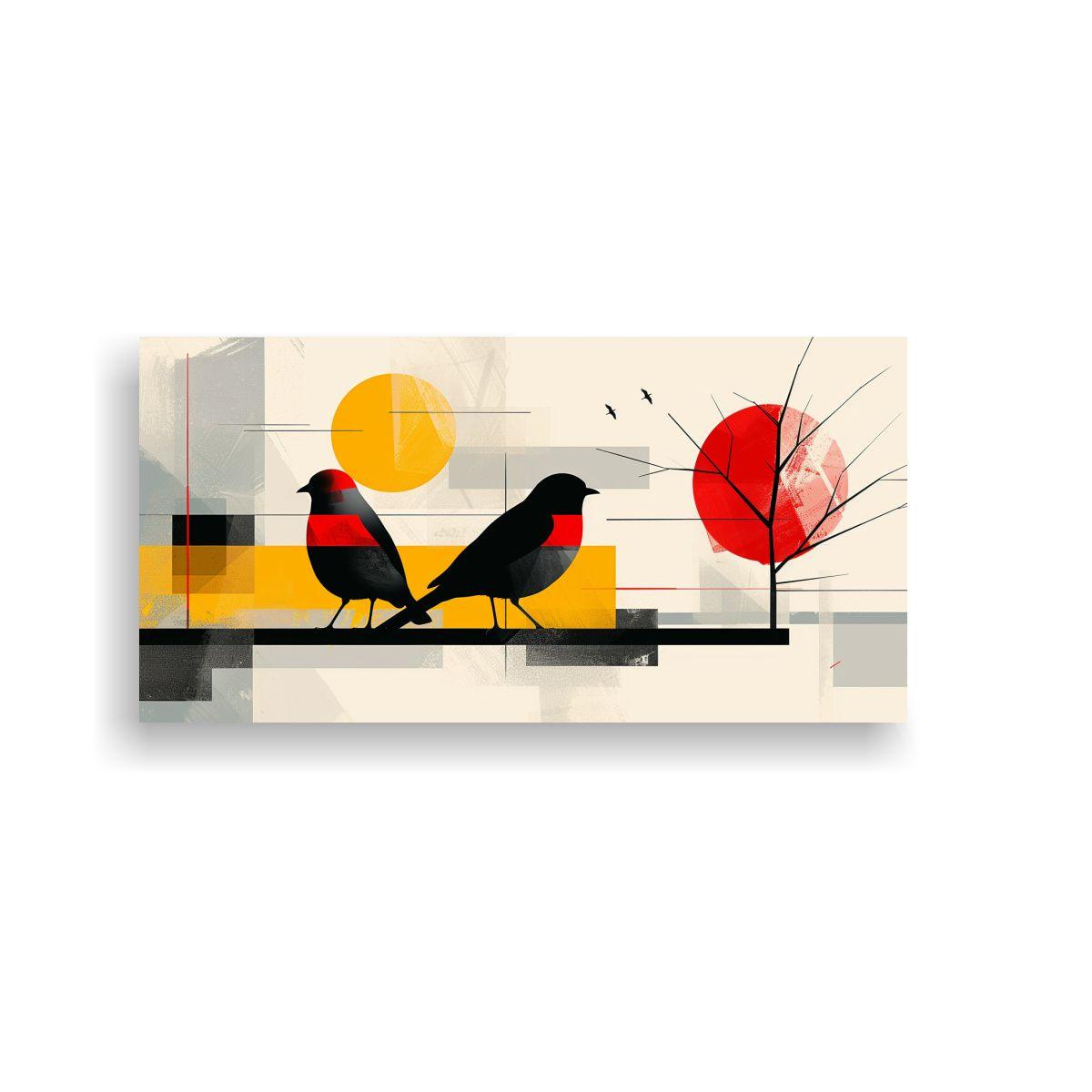Paisaje Deconstructivista Con Aves Detalladas 120x60 Cm-0