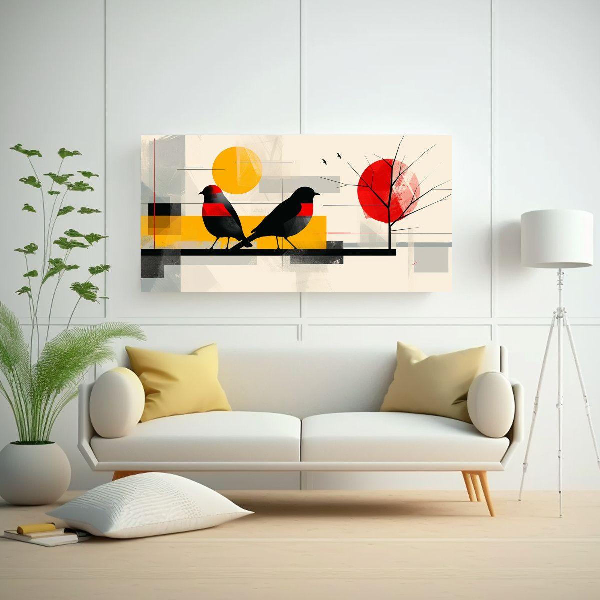 Paisaje Deconstructivista Con Aves Detalladas 120x60 Cm-2