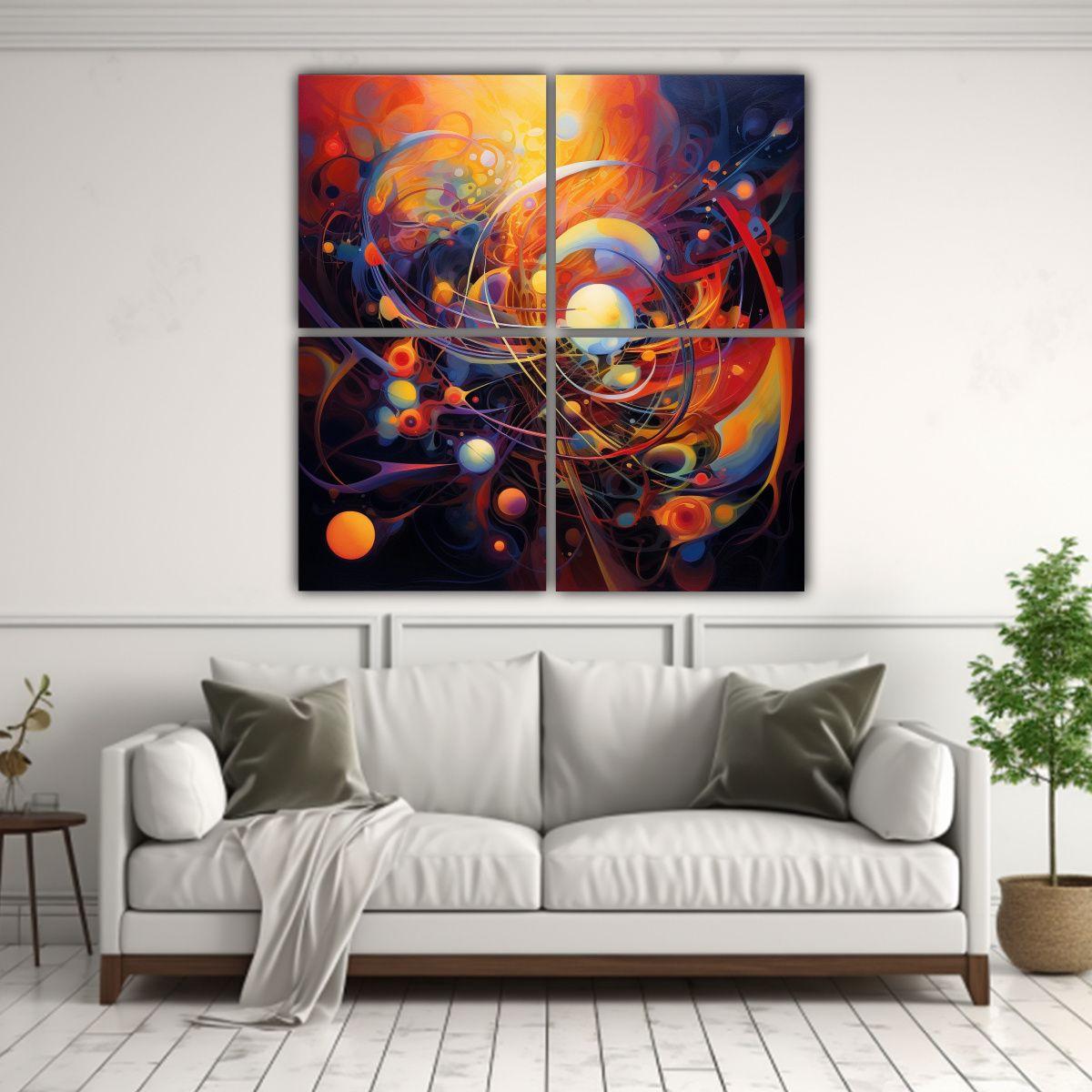 Cuatro Lienzos De Tela Colores Reflejo Estilo 180x180 Cm-2