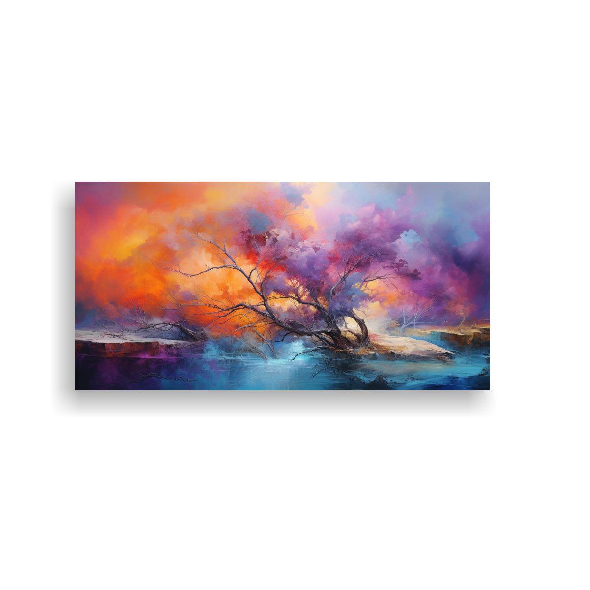Paisaje Abstracto Con Colores Vibrantes En Cuadro  160x80cm-0