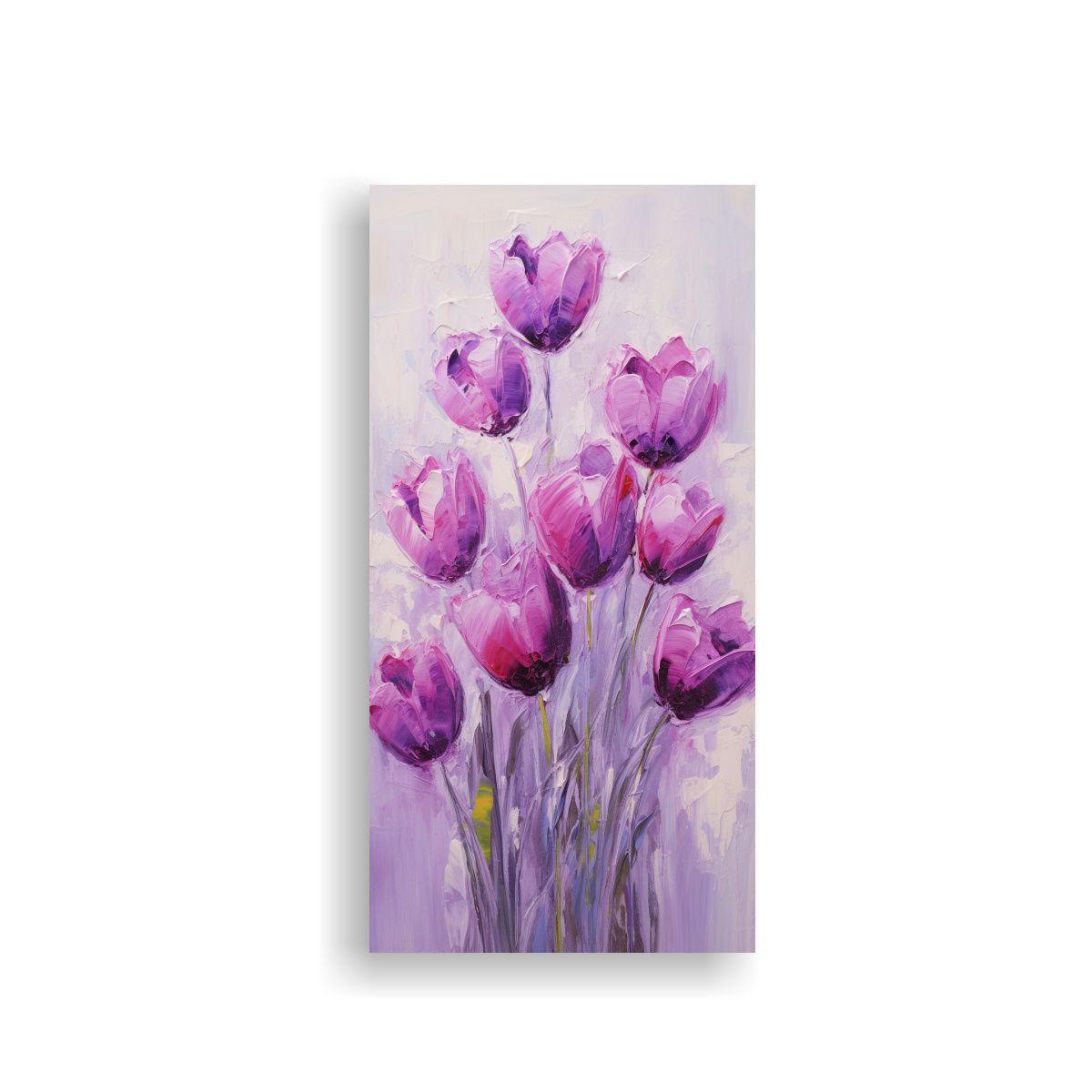 Cuadro Decorativo De Tulipanes Púrpuras En 70x140cm-0