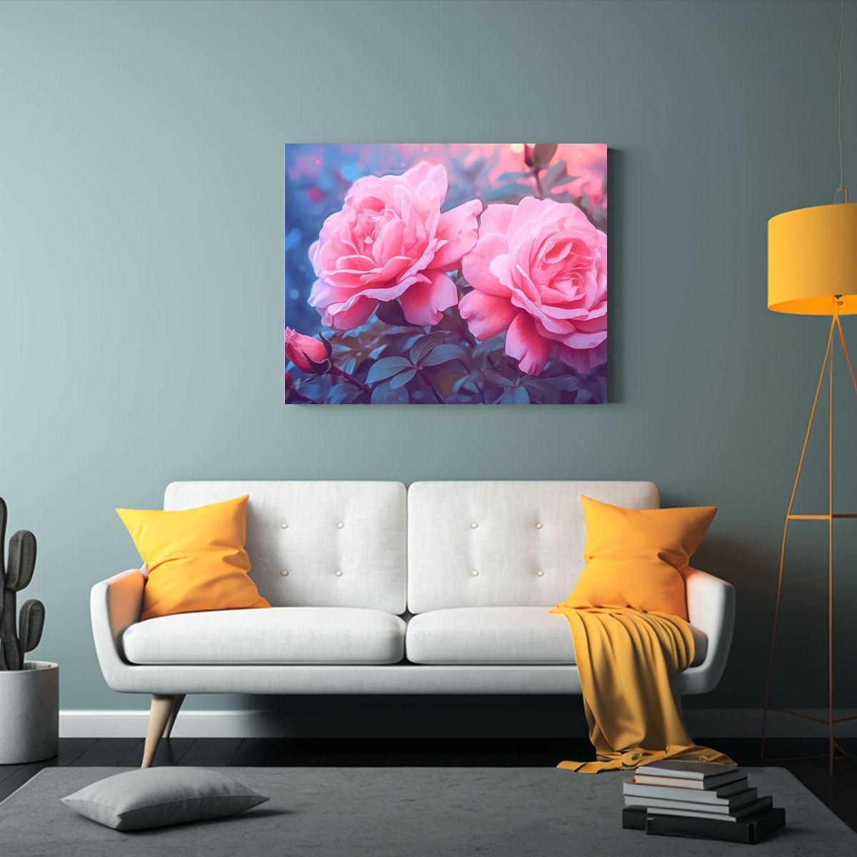 Pintura Decorativa Rosa Con Fondo Borroso Estilo Che 45x30cm-2