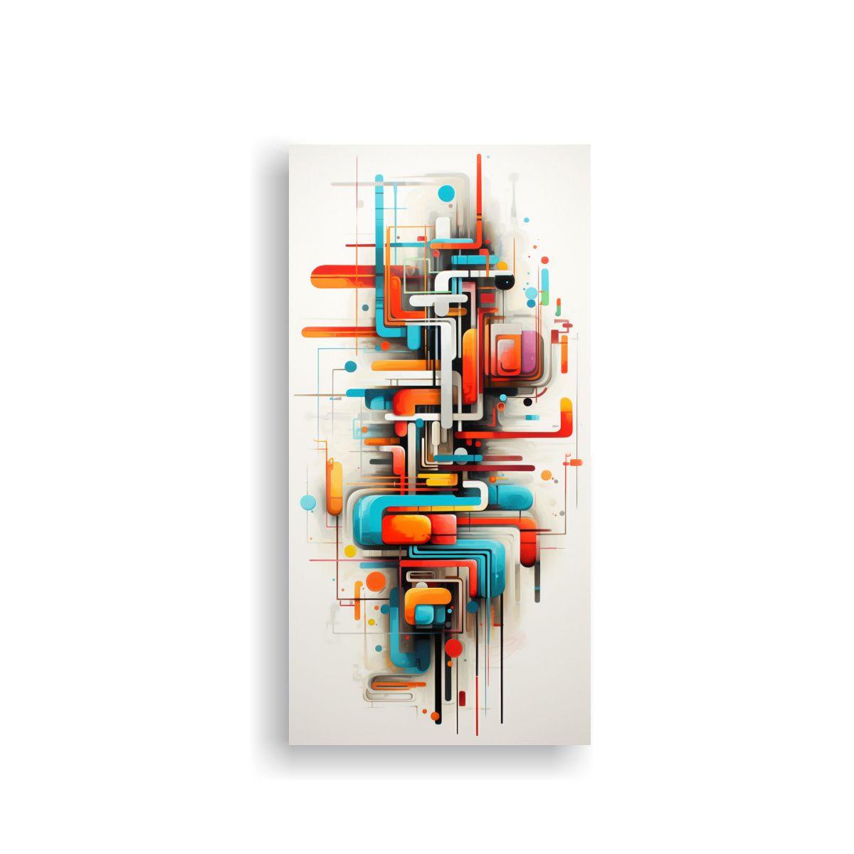 Cuadros Abstractos De Tonos Callejeros En Líneas 80x160 Cm-0