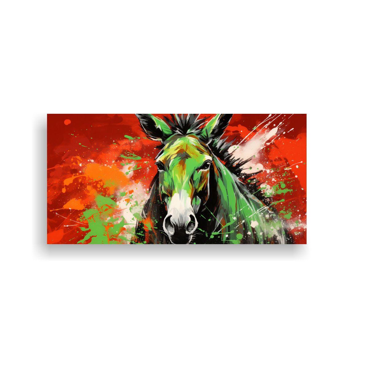 Cuadro Tela Escena Mula Verde Y Roja Arte Pop Neo 160x80cm-0