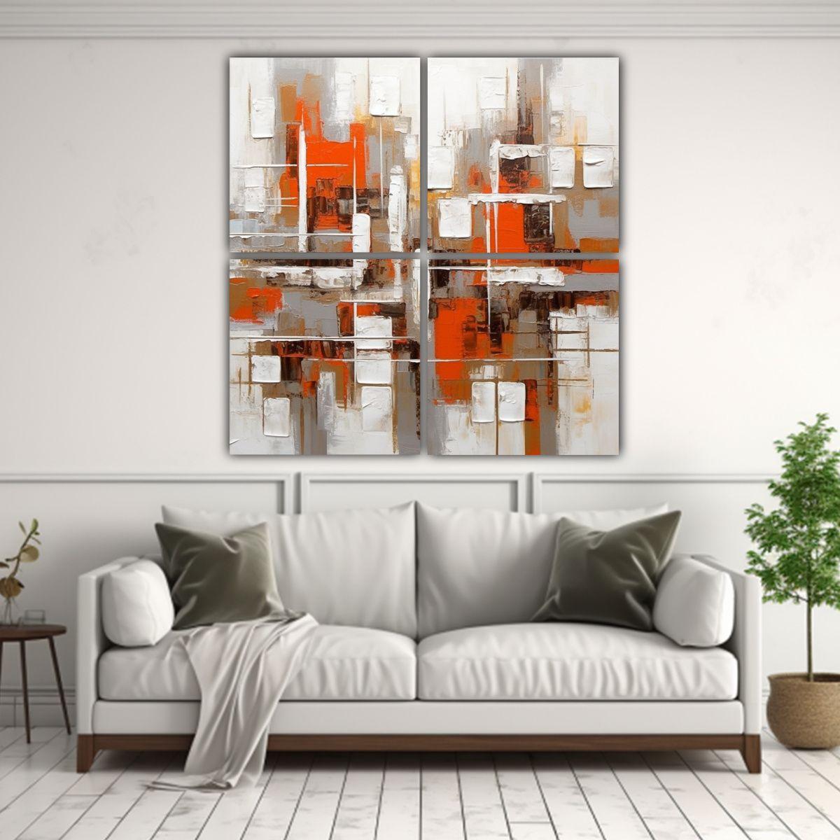 Cuatro Lienzos Alta Calidad Visión Pintura 160x160 Cm-2
