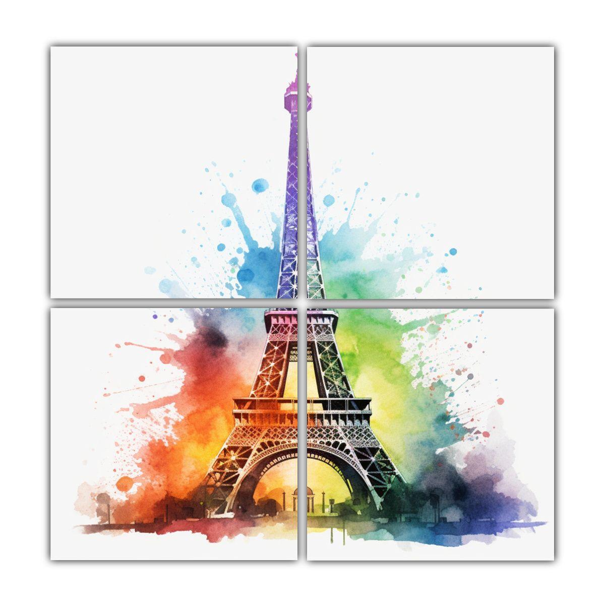 Artes De Pared Modernos Coloridos Torre Eiffel 180x180 Cm-0