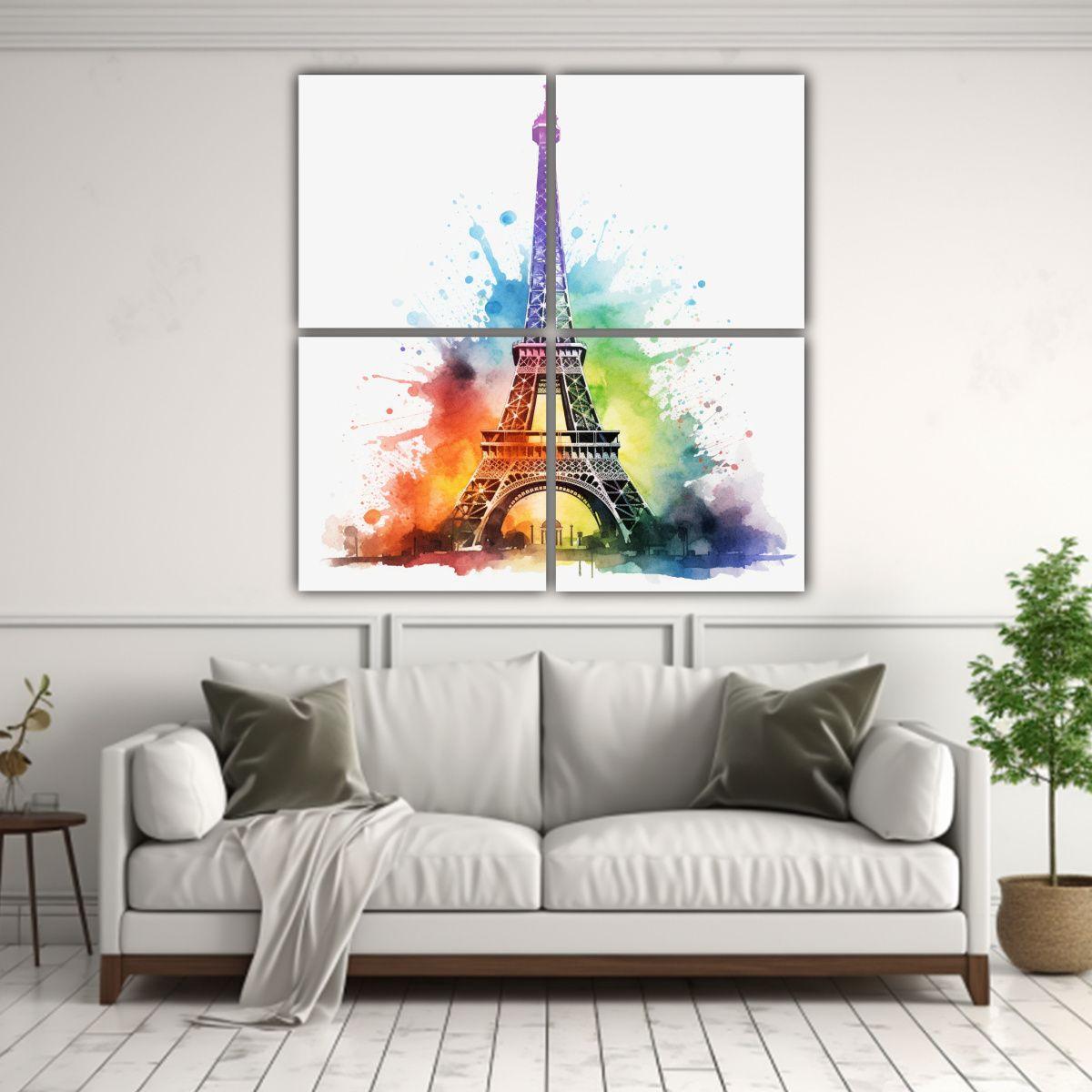 Artes De Pared Modernos Coloridos Torre Eiffel 180x180 Cm-2