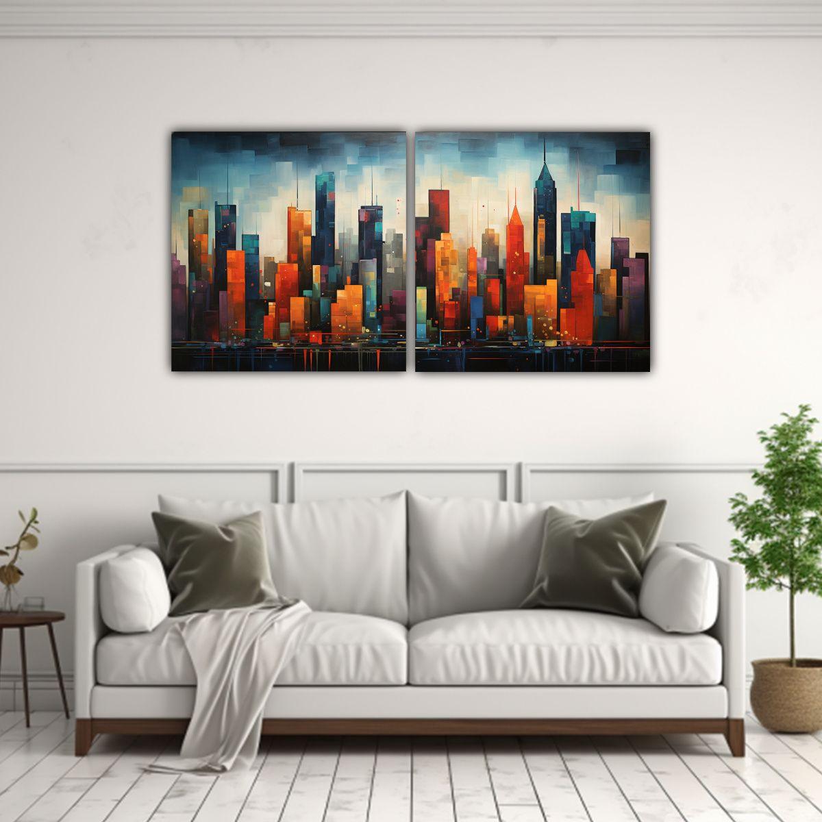 Set 2 Lienzos Tonos Tematica Abstracta Dinámica 160x80 Cm-2
