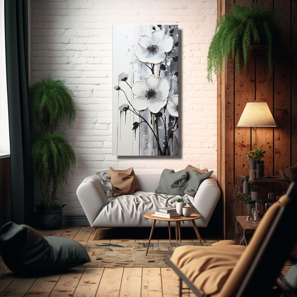 Cuadro Vertical Textura De Pintura Acrílica Sin 70x140cm-2