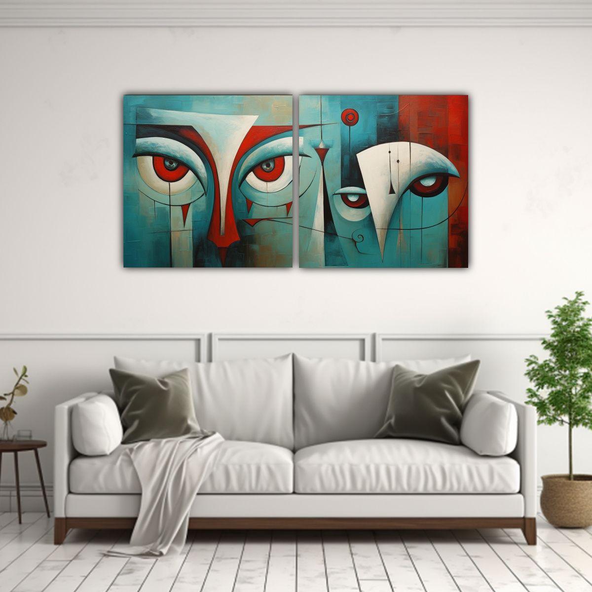 Lienzo Abstracto Turquesa, Arte De Alta Calidad 140x70 Cm-2