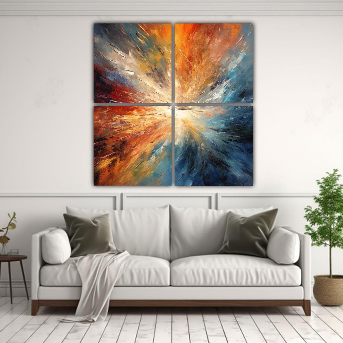 Cuatro Telas En Bastidor Vanguardia Minimalista 180x180 Cm-2