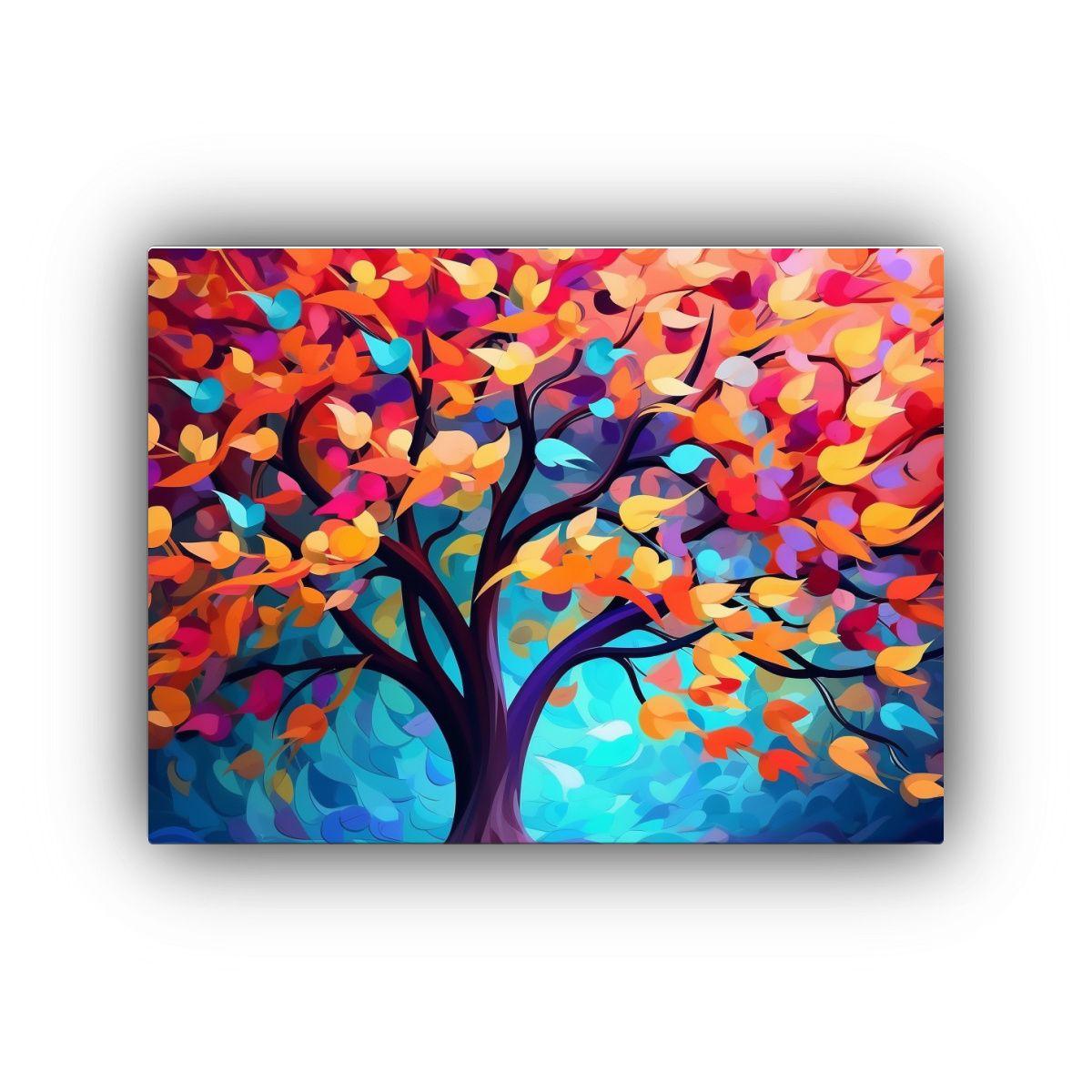 Cuadros Originales De árbol Colorido Con Hojas 40x30 Cm-0