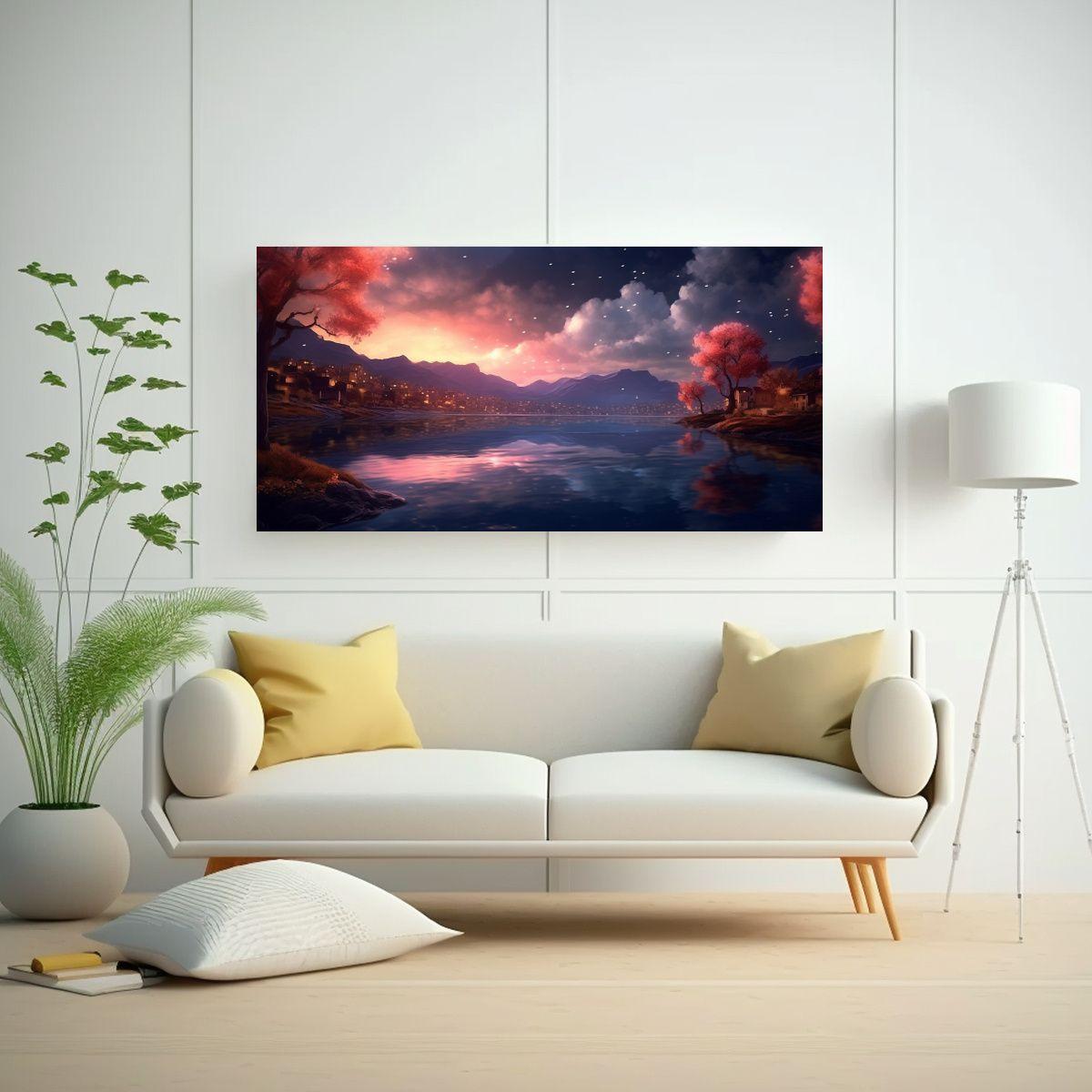 Arte De Pared Nocturna Estrellada: Escenario 40x20cm-2