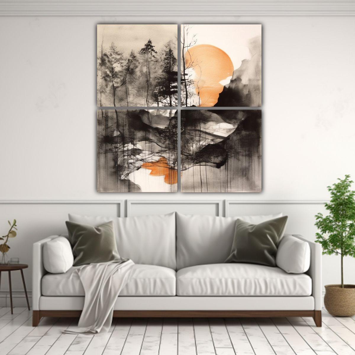 Cuatro Lienzos De Tela Con Concepto Clásico Y 60x60 Cm-2