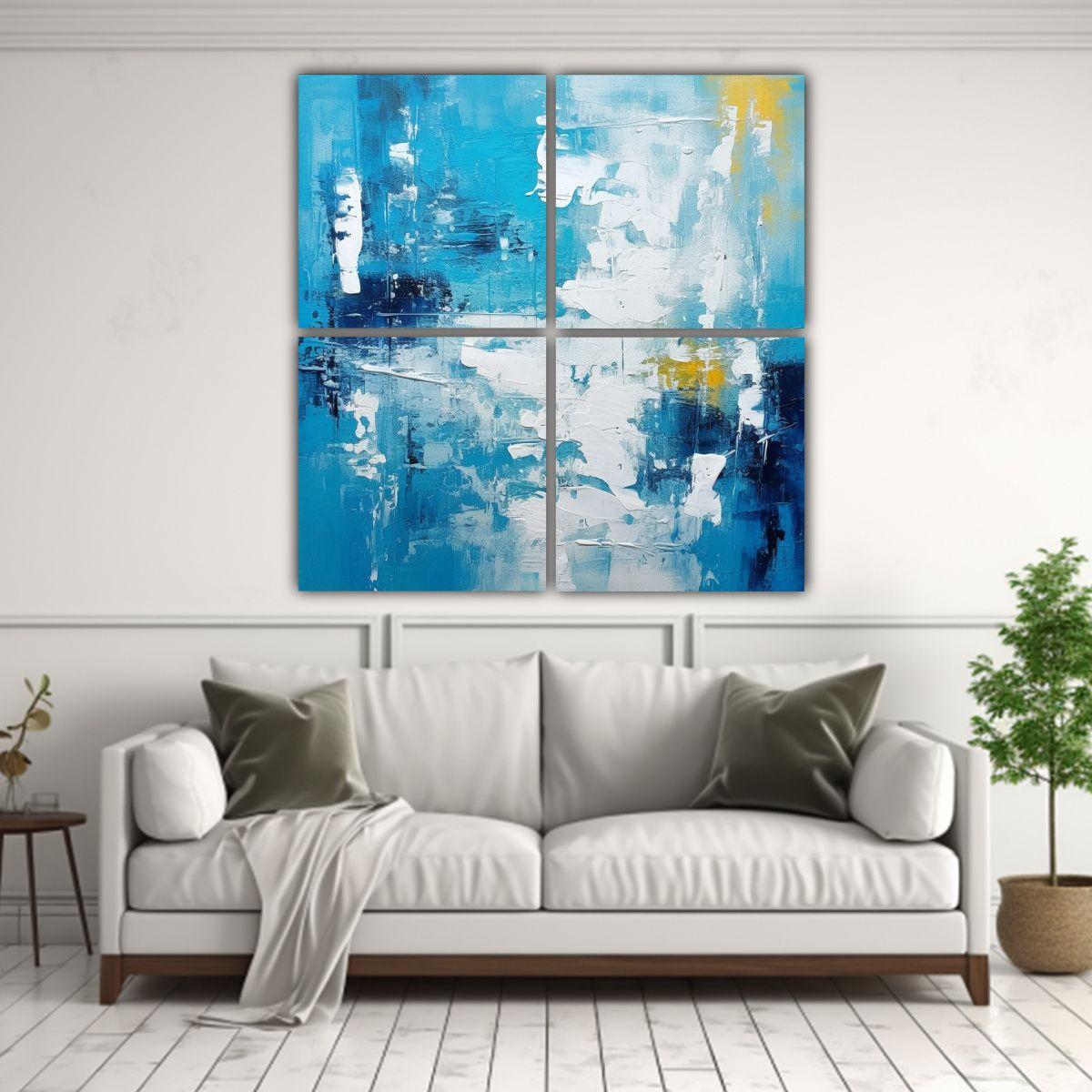 Cuatro Telas En Bastidor Calidos Linda Pintura 60x60 Cm-2
