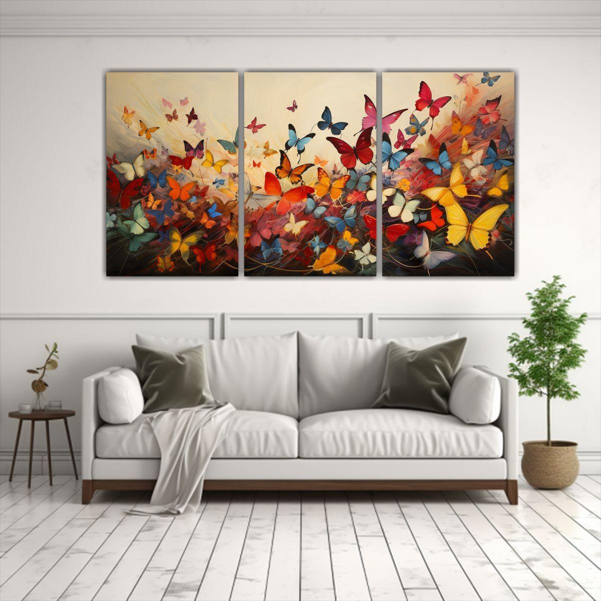 Cuadros Abstractos De Mariposas En Tela Arte 120x60 Cm-2