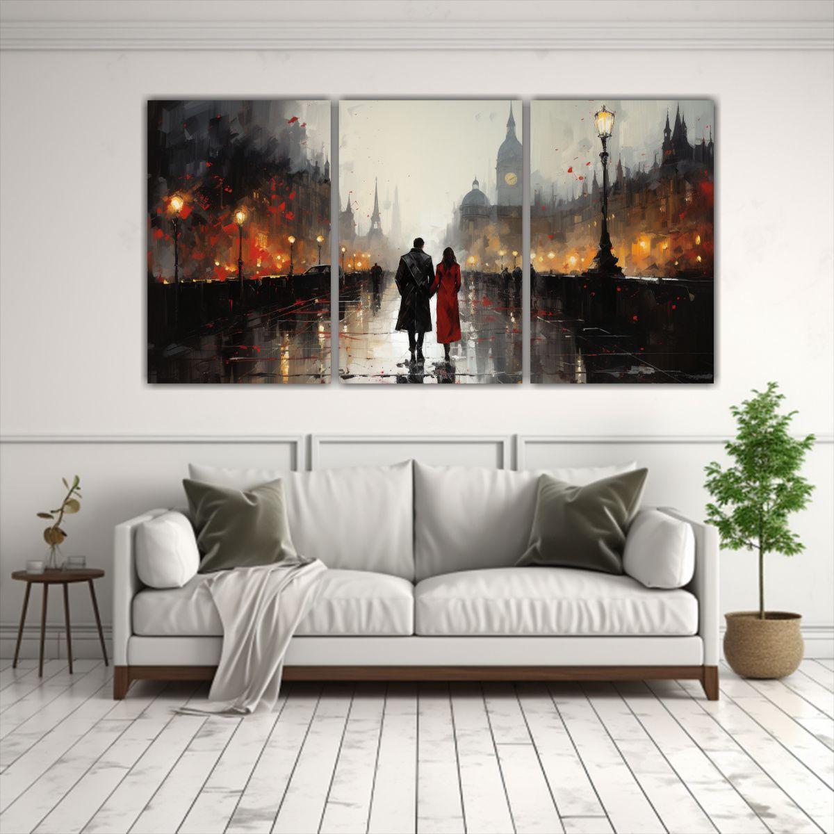 Cuadros Composición Profundidad Pareja Caminando 240x120 Cm-2