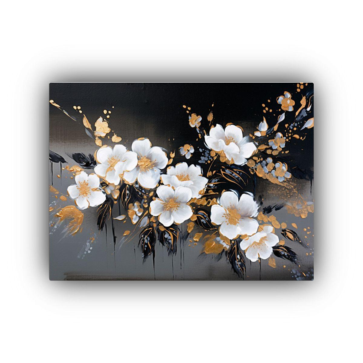 Pintura De Lienzo Con Calidos Contrastes De Colores Dorados  45x30cm-0