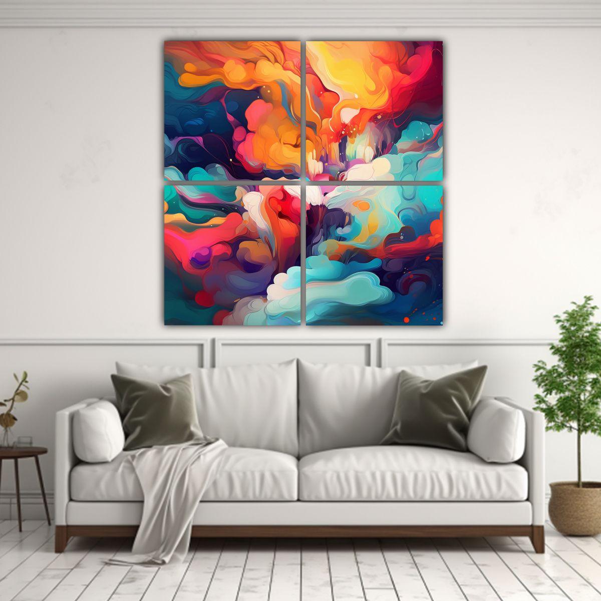 Cuadros Decorativos Abstractos De Colores 200x200 Cm-2