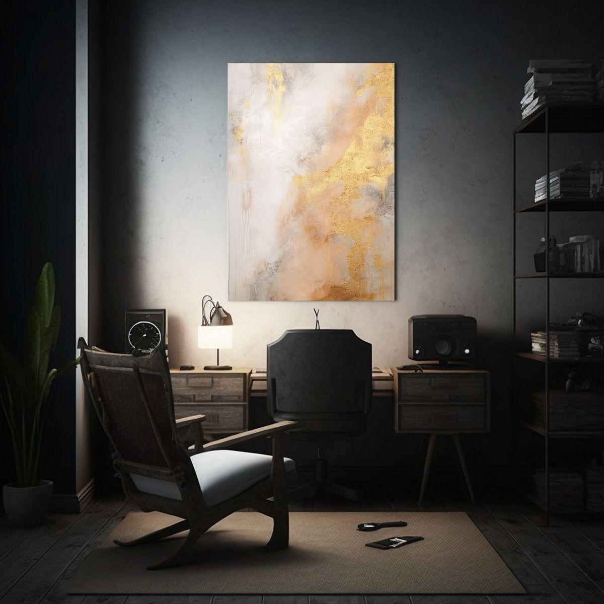 Pintura Mural Abstracta Nihonga Minimalista Con Composición 80x120cm-2