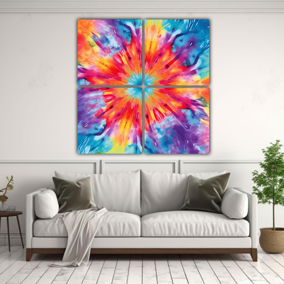 Pinturas Decorativas Modernas Con Fondo Tie Dye 100x100 Cm-2