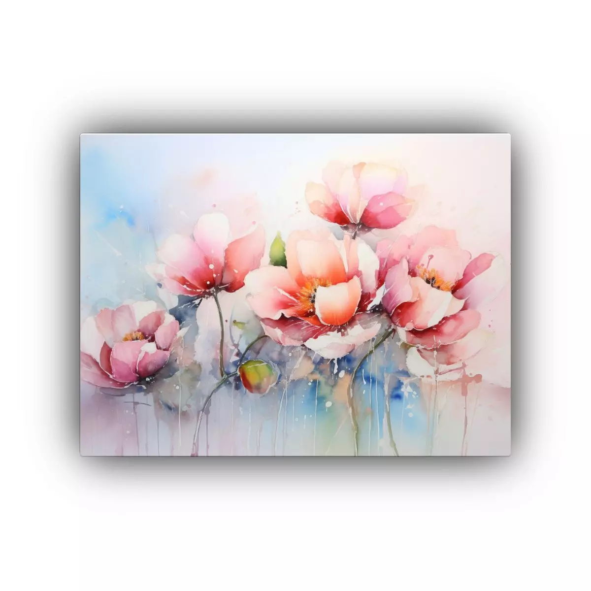 Cuadro Floral Exclusivo En Acuarela Sobre Lienzo 75x50cm-0